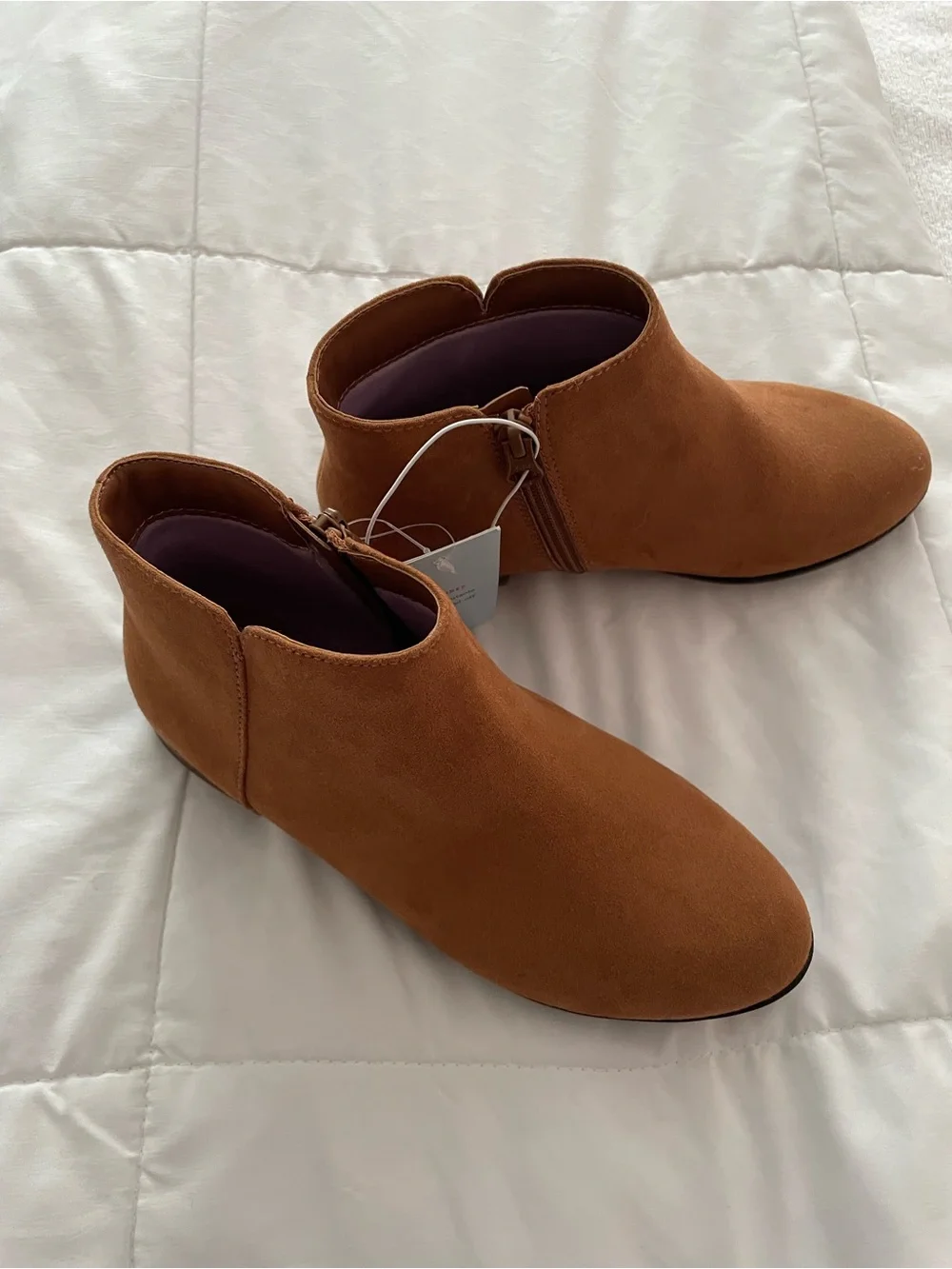 Cat & Jack Brown Suede Ankle Booties with Side Zip